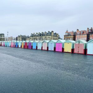 Hove seafront beach huts on a run with a view