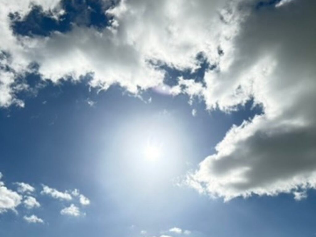 Blue sky, sun, clouds