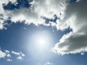 Blue sky, sun, clouds
