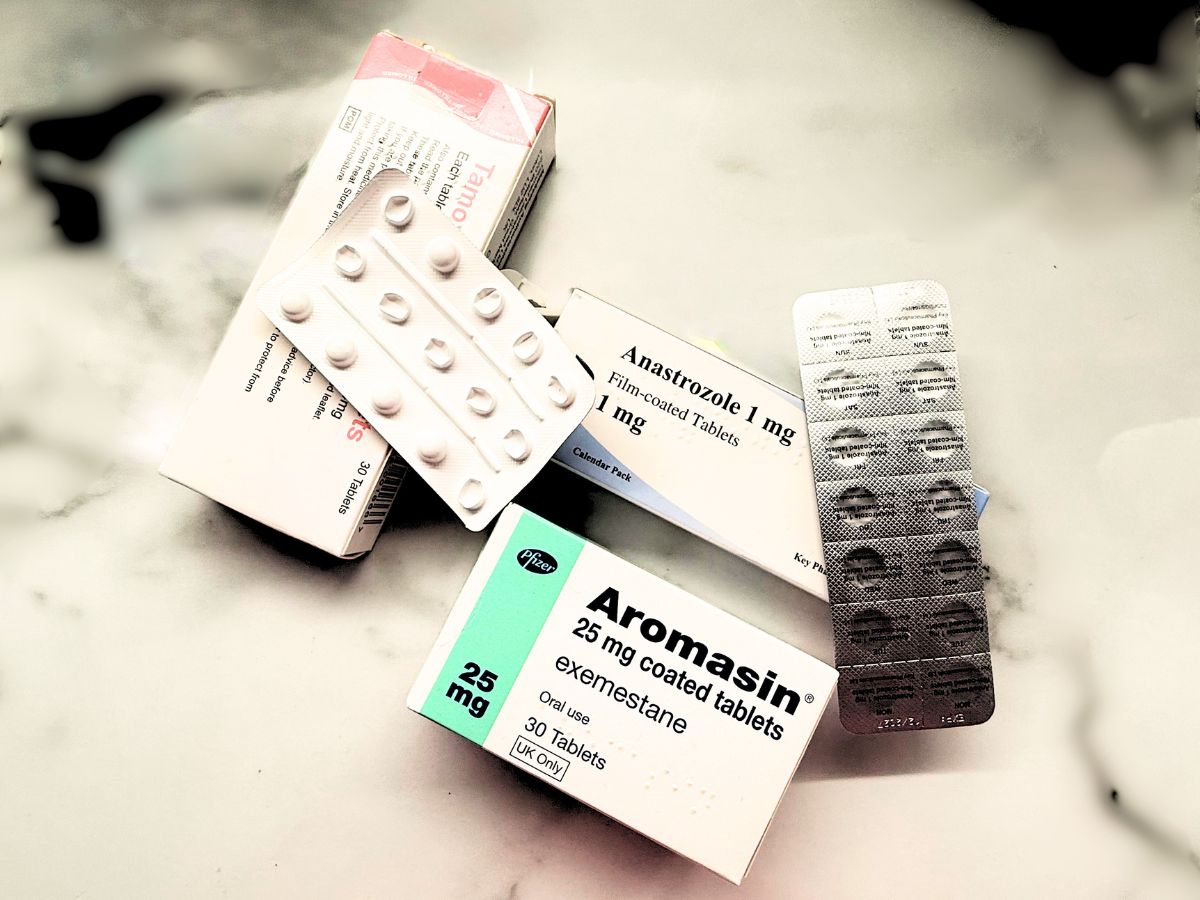 A picture of several types of medication used to prevent breast cancer recurrence